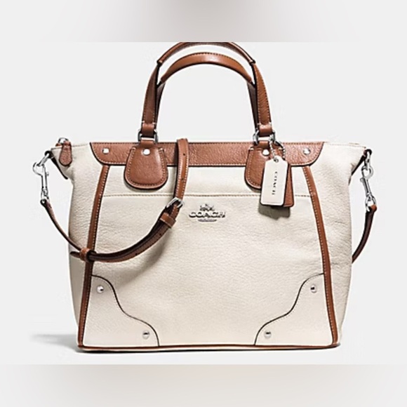COACH White Leather Handbag 2 Way